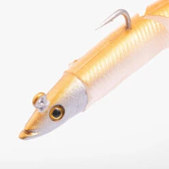 COMBO Leurres Souples Slug Lançon SLUGEELO 130 10gr Doré/Blanc -Pêche Soldes combo leurres souples slug lancon slugeelo 130 10gr doreblanc 6