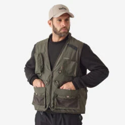 GILET De Pêche 500 Kaki -Pêche Soldes gilet de peche 500 kaki 3