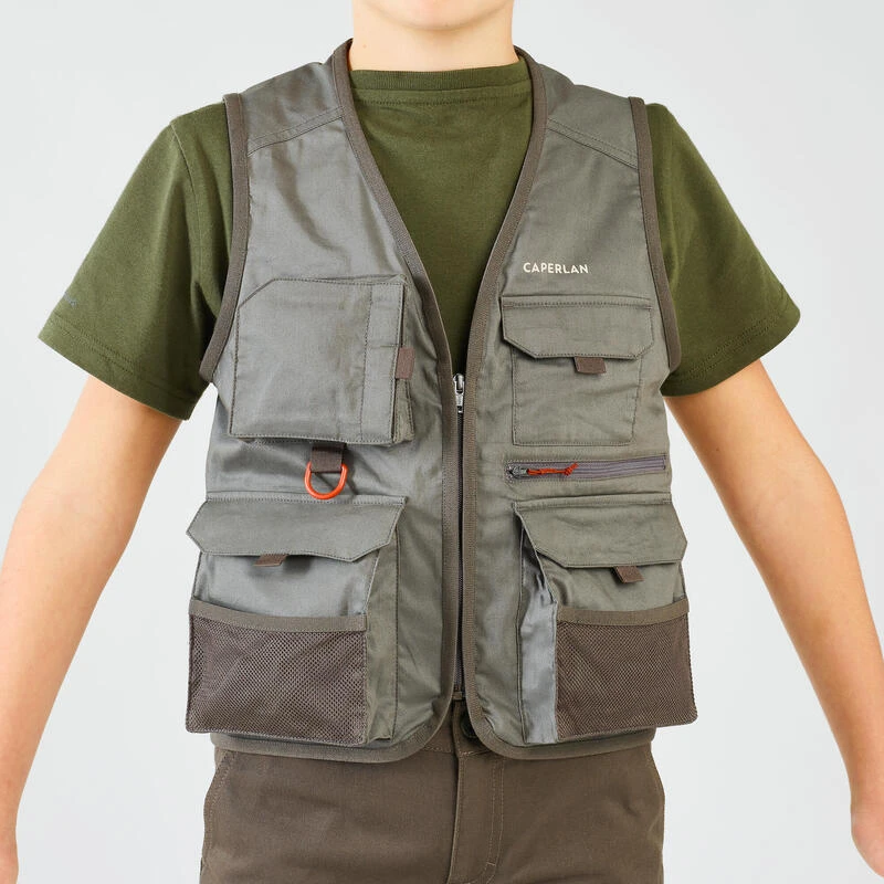 Gilet De Pêche Junior - FV 100 S Kaki 4 Gilet De Pêche Junior - FV 100 S Kaki – Image 2